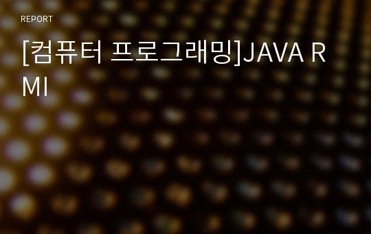 [컴퓨터 프로그래밍]JAVA RMI