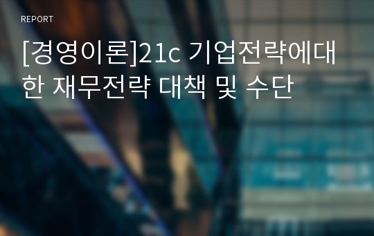 [경영이론]21c 기업전략에대한 재무전략 대책 및 수단