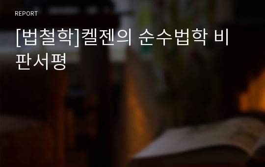 [법철학]켈젠의 순수법학 비판서평