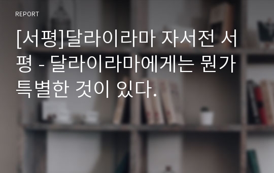 [서평]달라이라마 자서전 서평 - 달라이라마에게는 뭔가 특별한 것이 있다.