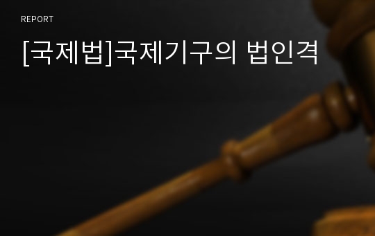 [국제법]국제기구의 법인격