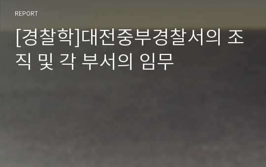 [경찰학]대전중부경찰서의 조직 및 각 부서의 임무