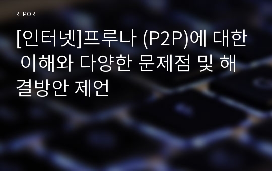 [인터넷]프루나 (P2P)에 대한 이해와 다양한 문제점 및 해결방안 제언