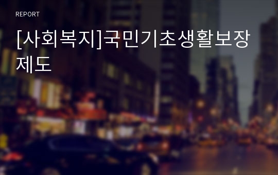 [사회복지]국민기초생활보장제도