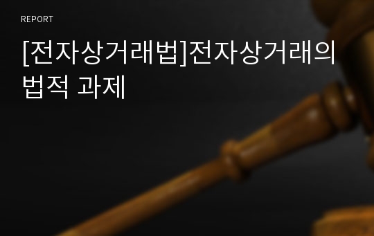 [전자상거래법]전자상거래의 법적 과제