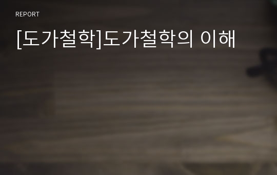 [도가철학]도가철학의 이해