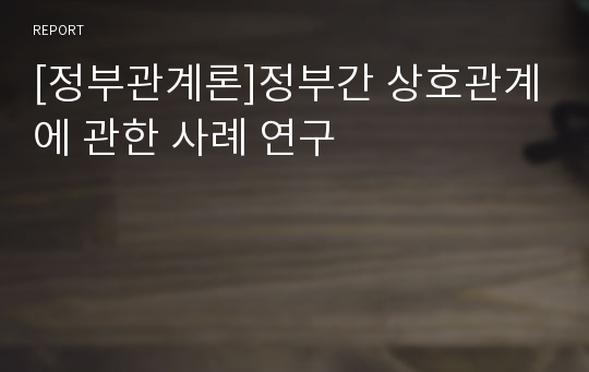 [정부관계론]정부간 상호관계에 관한 사례 연구