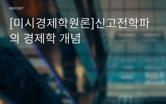 [미시경제학원론]신고전학파의 경제학 개념