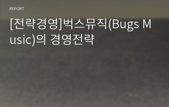 [전략경영]벅스뮤직(Bugs Music)의 경영전략