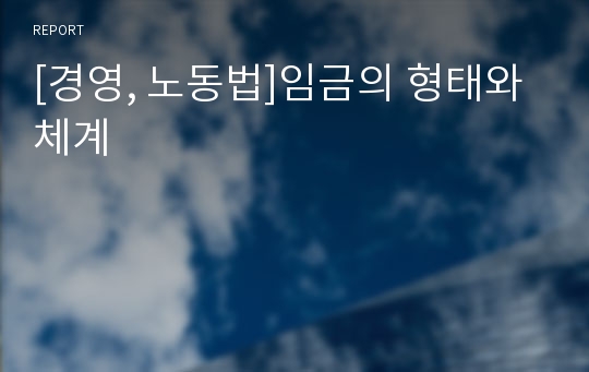 [경영, 노동법]임금의 형태와 체계