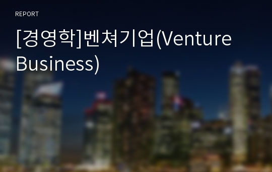 [경영학]벤쳐기업(Venture Business)