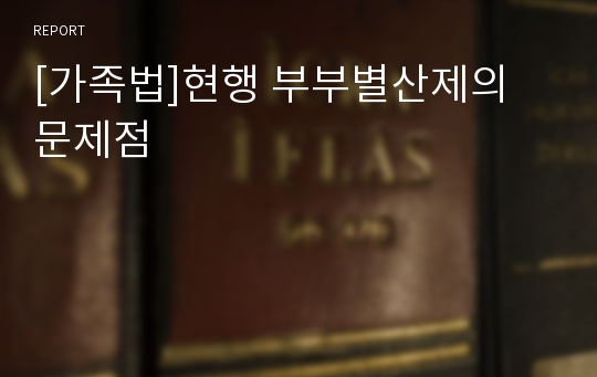 [가족법]현행 부부별산제의 문제점