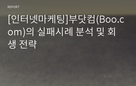 [인터넷마케팅]부닷컴(Boo.com)의 실패시례 분석 및 회생 전략