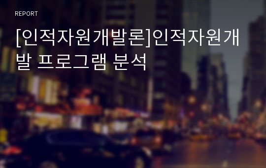 [인적자원개발론]인적자원개발 프로그램 분석