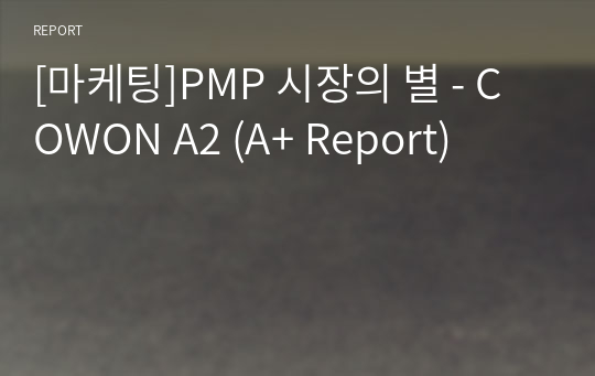 [마케팅]PMP 시장의 별 - COWON A2 (A+ Report)