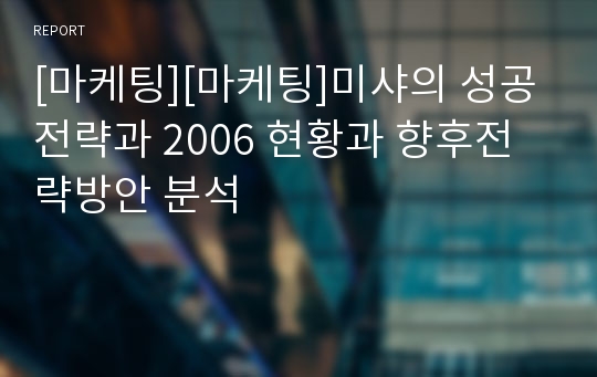 [마케팅][마케팅]미샤의 성공전략과 2006 현황과 향후전략방안 분석