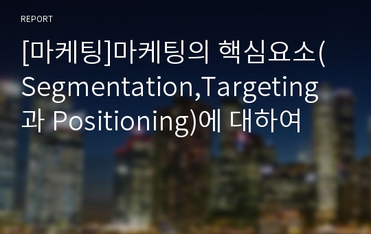 [마케팅]마케팅의 핵심요소( Segmentation,Targeting과 Positioning)에 대하여