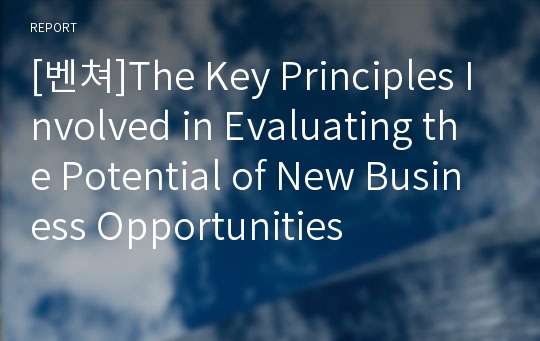 [벤쳐]The Key Principles Involved in Evaluating the Potential of New Business Opportunities