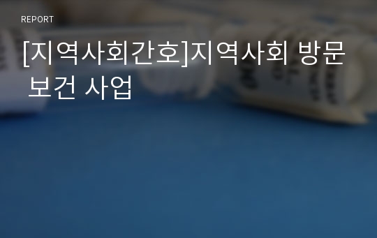 [지역사회간호]지역사회 방문 보건 사업