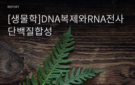 [생물학]DNA복제와RNA전사단백질합성