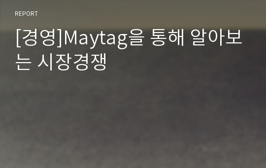 [경영]Maytag을 통해 알아보는 시장경쟁