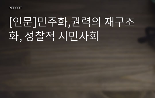 [인문]민주화,권력의 재구조화, 성찰적 시민사회