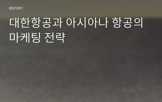 대한항공과 아시아나 항공의 마케팅 전략