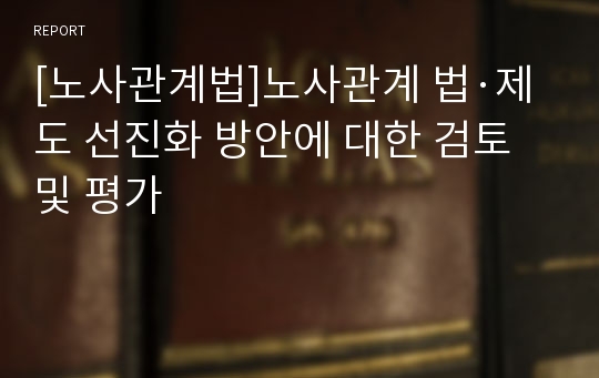 [노사관계법]노사관계 법·제도 선진화 방안에 대한 검토 및 평가