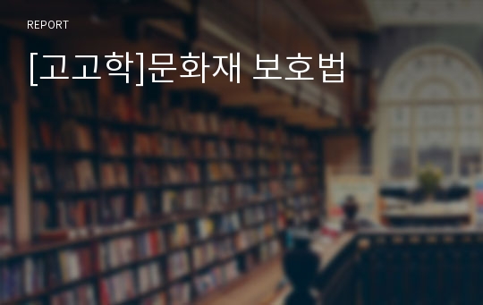 [고고학]문화재 보호법