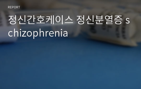 정신간호케이스 정신분열증 schizophrenia