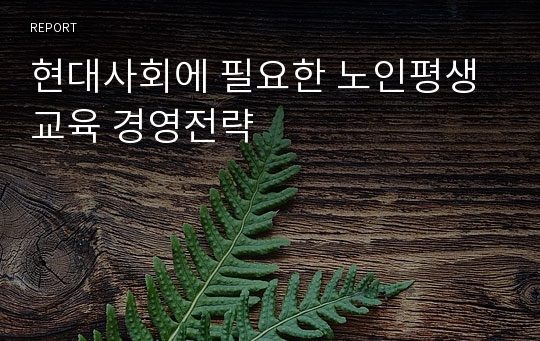 현대사회에 필요한 노인평생교육 경영전략