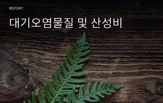 대기오염물질 및 산성비