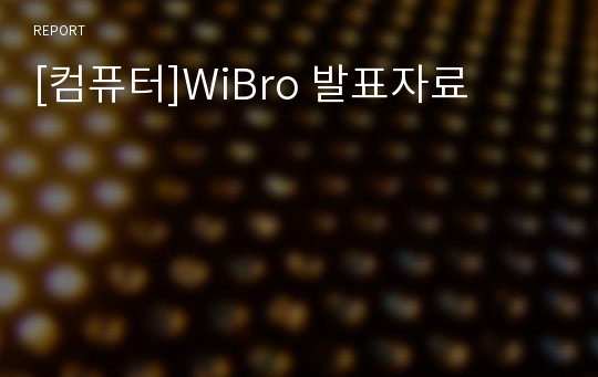 [컴퓨터]WiBro 발표자료