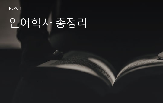 언어학사 총정리