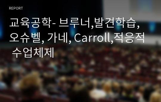 교육공학- 브루너,발견학습, 오슈벨, 가네, Carroll,적응적 수업체제