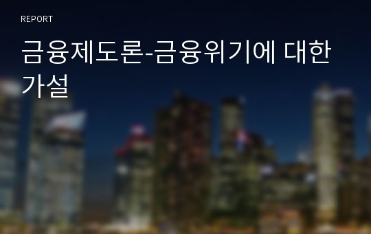 금융제도론-금융위기에 대한 가설