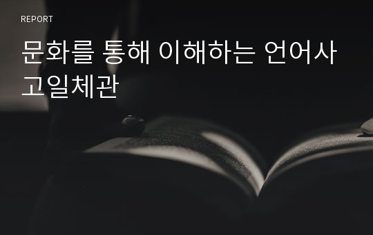 문화를 통해 이해하는 언어사고일체관