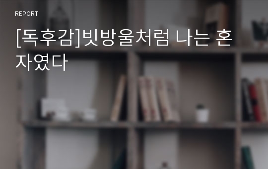 [독후감]빗방울처럼 나는 혼자였다