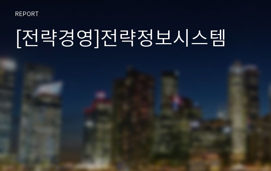 [전략경영]전략정보시스템