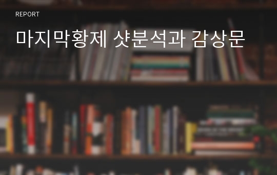 마지막황제 샷분석과 감상문