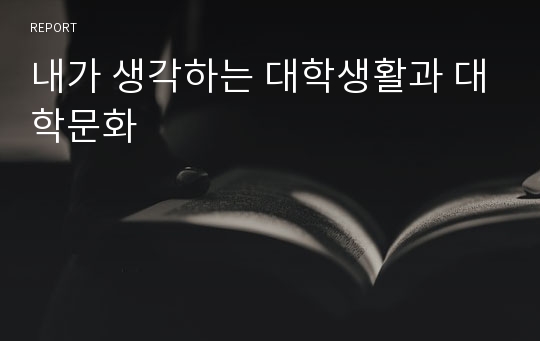 내가 생각하는 대학생활과 대학문화