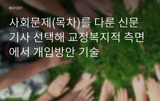 사회문제(목차)를 다룬 신문기사 선택해 교정복지적 측면에서 개입방안 기술