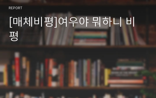 [매체비평]여우야 뭐하니 비평