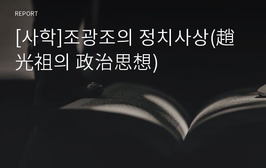 [사학]조광조의 정치사상(趙光祖의 政治思想)