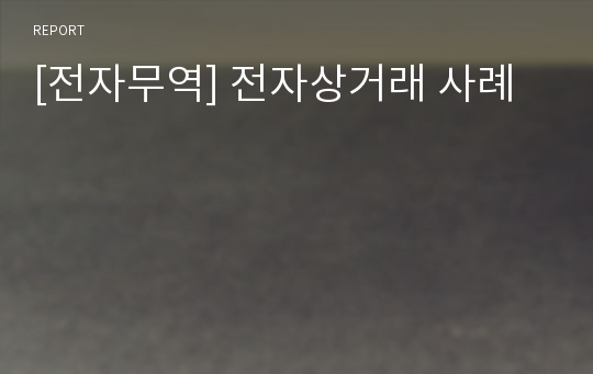 [전자무역] 전자상거래 사례