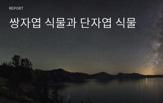 쌍자엽 식물과 단자엽 식물