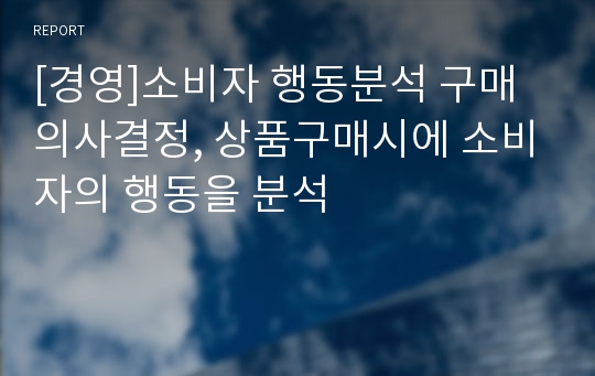 [경영]소비자 행동분석 구매의사결정, 상품구매시에 소비자의 행동을 분석