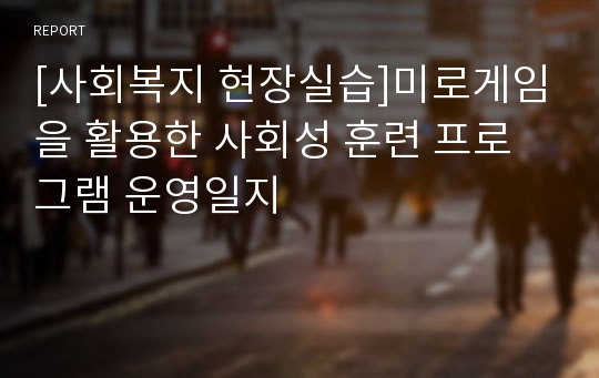 [사회복지 현장실습]미로게임을 활용한 사회성 훈련 프로그램 운영일지