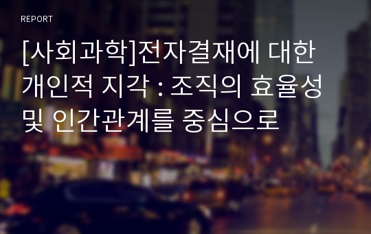 [사회과학]전자결재에 대한 개인적 지각 : 조직의 효율성 및 인간관계를 중심으로