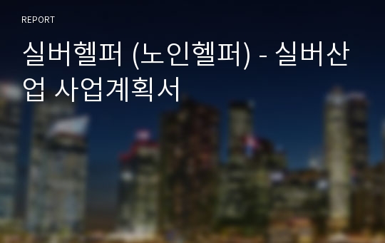 실버헬퍼 (노인헬퍼) - 실버산업 사업계획서